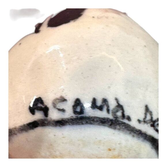 Vintage Acoma Pottery Miniature Canteen Mini With Hand-Painted Geometric Design - Picture 5 of 7